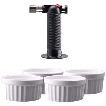 Fire Brylebrännare 4 vita suffleskålar