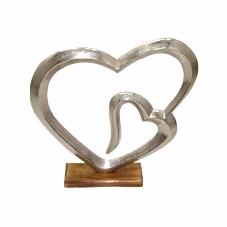 Helia Hjärta aluminium träfot 40*39*7,5 cm