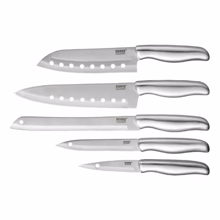 Calgary Knivset i stål 5 knivar japansk kock bröd allkniv skal