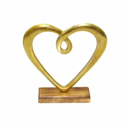 Hedy Hjärta guldfärgad aluminium träfot  24,5*23*5 cm
