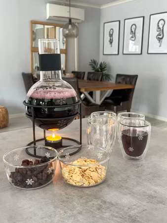 Snöstjärna Glöggkolv glas svart smidesställning snöstjärna rymd 1,3 l