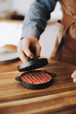 Wallberg Hamburgerpress aluminium svart silicon handtag ø 11,5 cm