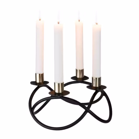Asta Ljusstake svart smide rund 4 antikljus dia 23 cm