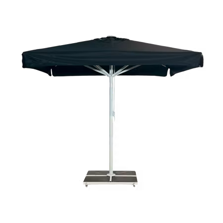 Parasoll med fransar svart vit 5x5m