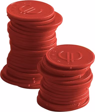 Coin tokens – 100 pcs., BarUp, Röd, 100 pcs., ⌀25mm