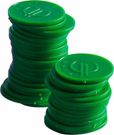 Coin tokens – 100 pcs., BarUp, Grön, 100 pcs., ⌀25mm
