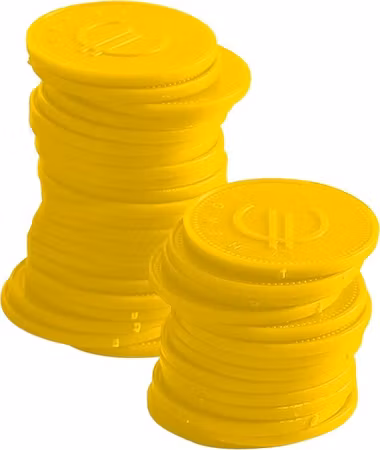 Coin tokens – 100 pcs., BarUp, Gul, 100 pcs., ⌀25mm