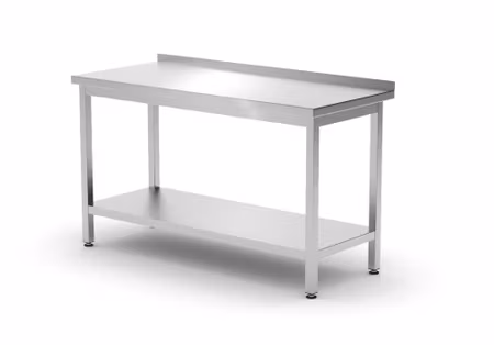 Wall table med shelf – bolted, depth 600 mm, HENDI, Profi Line, 1400x600x(H)850mm