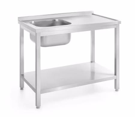 Sink table med shelf – bolted, depth 600 mm, HENDI, Profi Line, Left side, 1000x600x(H)850mm