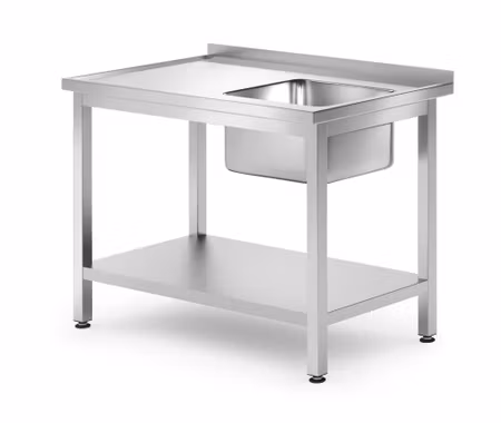 Sink table med shelf – bolted, depth 700 mm, HENDI, Profi Line, Right, 1000x700x(H)850mm