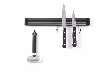 Kniv magnet med hooks, HENDI, 3 hooks, Svart, (L)340mm