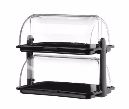 Roll-top display, HENDI, Double, Svart, 380x260x(H)355mm, Rectangular