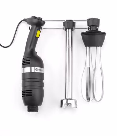 set: Stick Mixer 350 med variable speed + Visp + wall-mounted rack, HENDI, Kitchen Line, Svart, 230V/350W, 110x324x(H)816mm