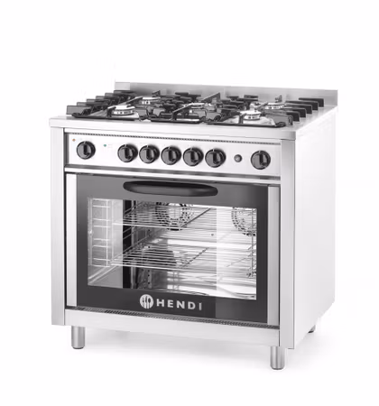 Gas Spis - 5 burners med Elektrisk Ugn, HENDI, Kitchen Line, Silver, 230V/2900W, 14,3kW, 900x653x(H)900mm
