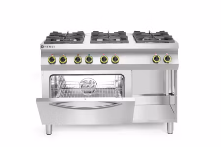 Gas Spis Kitchen Line 6-burner med convection Ugn GN 1/1, HENDI, Kitchen Line, 230V/3000W, 28,5kW, 1200x722x(H)900mm
