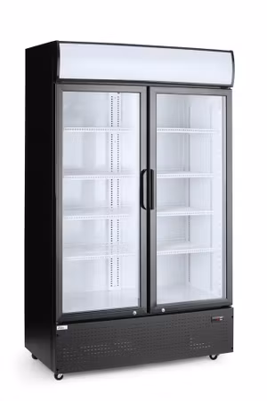 Back bar Kylskåp med a backlit panel, double-door, Arktic, 512L, Svart, 230V/510W, 1120x585x(H)1900mm