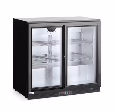 Back bar Kylskåp med double sliding doors, Arktic, 158L, Svart, 230V/160W, 520x900x(H)870mm