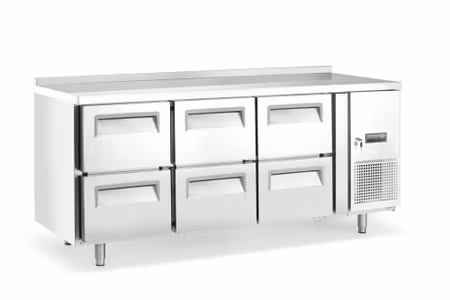 Kylbänk, 6 drawers, Arktic, With backsplash, 135L, Silver, 230V/400W, 1795x700x(H)840mm