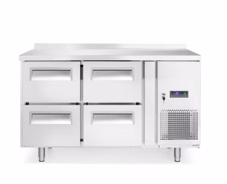 Kylbänk, 4 drawers, Arktic, Profi Line, With backsplash, 90L, Silver, 230V/250W, 1360x700x(H)840mm