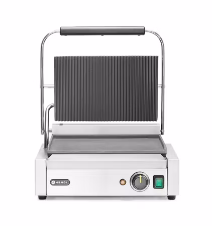 Kontaktgrill Panini, HENDI, ribbed top och smooth bottom, 230V/2200W, 430x375x(H)216mm