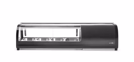 Sushi display, Arktic, Containers Ingår: 4x GN 1/3 (H) 40mm., Svart, 230V/190W, 426x1177x(H)296mm
