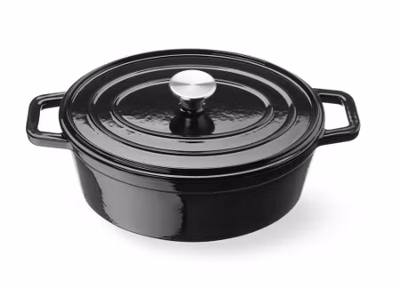 Cast iron casserole enamelled, HENDI, 4,4L, Svart, 365x220x(H)115mm, Oval