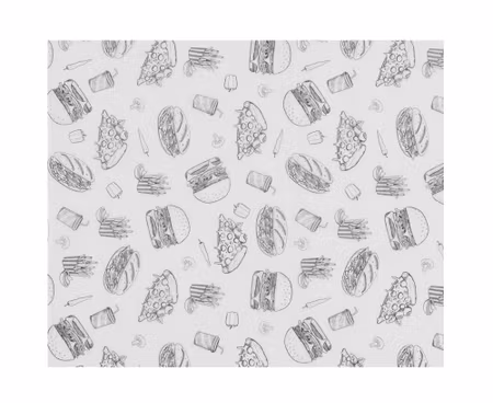 Greaseproof paper, HENDI, Fast Food Illustration Pattern, 500 pcs., 200x250mm