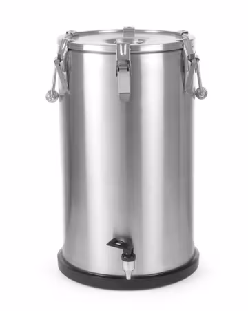 Insulated portable container – med a tap, HENDI, Profi Line, 35L, Silver, ⌀330x(H)570mm