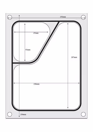 Trågförslutare matrix, HENDI, two-sectioned colt container 227x178 mm