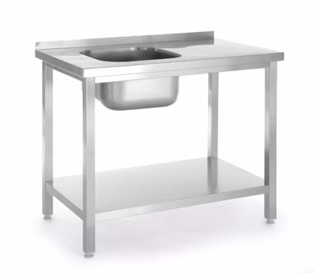Sink table med shelf, bolted, HENDI, Kitchen Line, sink bowl on the left side, 800x600x(H)850mm