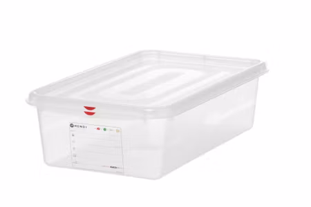 GN 1/1 container, Polypropen, HENDI, GN 1/1, 21L, Transparent, 530x325x(H)150mm, Rectangular