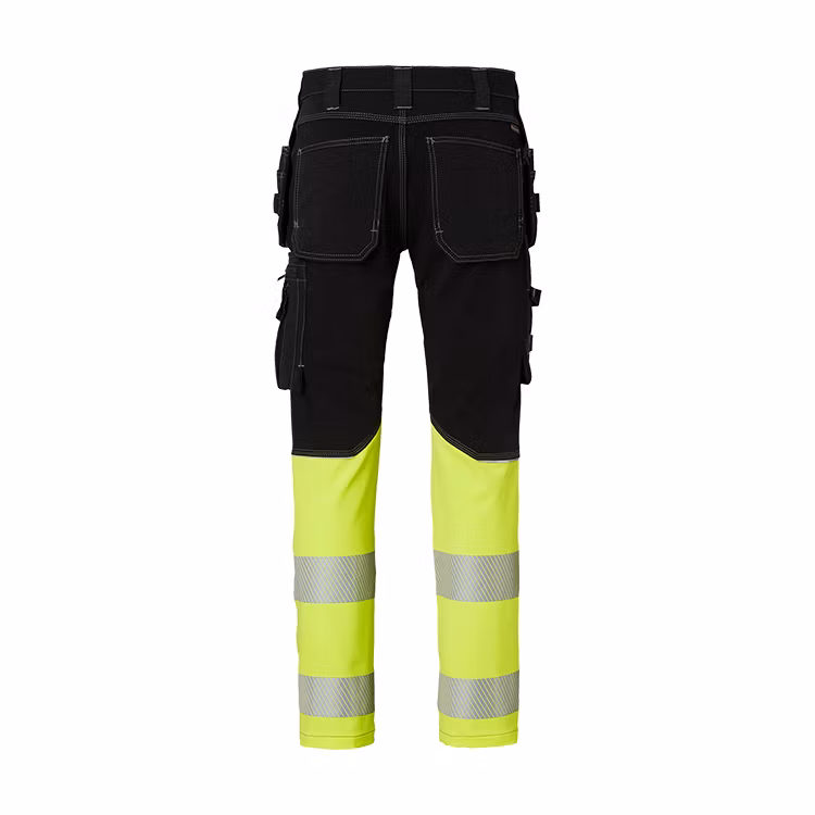 TOPSWEDE Hantverksbyxa Craftsmen 4-vägsstretch Svart/Fluorescerande Gul