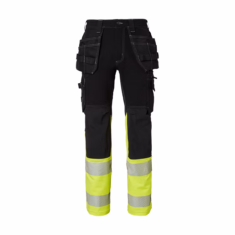 TOPSWEDE Hantverksbyxa Craftsmen 4-vägsstretch Svart/Fluorescerande Gul