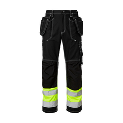 TOPSWEDE Hantverksbyxa Craftsmen Bomull Hi-Vis Svart/Fluorescerande Gul