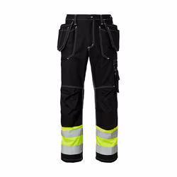 TOPSWEDE Hantverksbyxa Craftsmen Bomull Hi-Vis Svart/Fluorescerande Gul