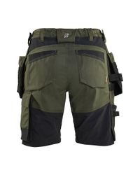 BLÅKLÄDER Hantverksshorts Stretch Dam - Skogsgrön/svart