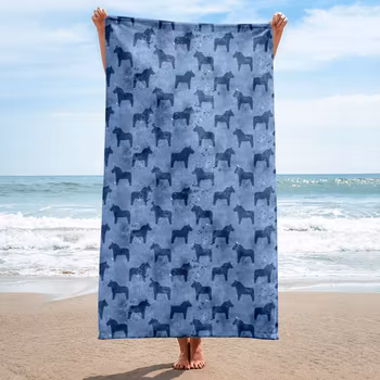 Handduk 150x75 cm - Dalahästar - Blåbär
