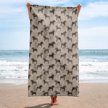 Handduk 150x75 cm - Dalahästar - Greige