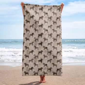 Handduk 150x75 cm - Dalahästar - Lera