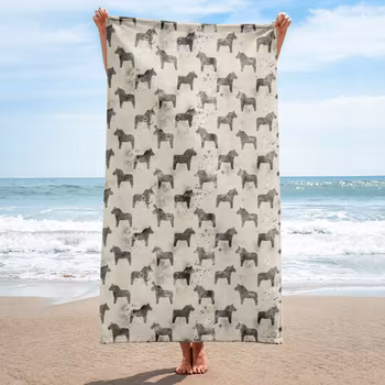 Handduk 150x75 cm - Dalahästar - Cream