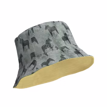 Vändbar Solhatt - Dalahästar - Melon/Banan