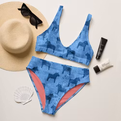 Bikini High Waist - Dalahästar - Blå