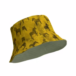 Vändbar Solhatt - Dalahästar - Gul/Grön