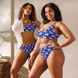 Bikini High Waist - Sverigehästar - Blå/Gul