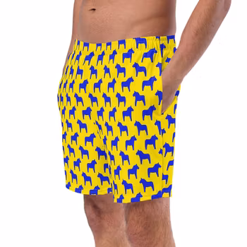 Badshorts - Sverigehästar - Gul/Blå