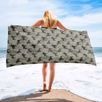 Handduk 150x75 cm - Dalahästar - Army