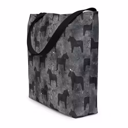 Strandväska - Dalahästar - Svart