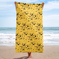 Handduk 150x75 cm - Splatter - gul/svart
