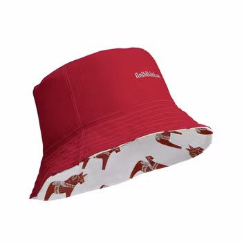 Vändbar solhatt - Dalahästar - Unicorn/Carmine