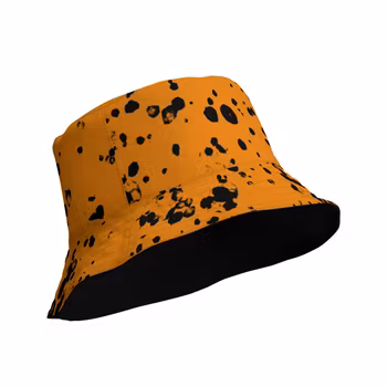Vändbar solhatt - splatter - orange/svart